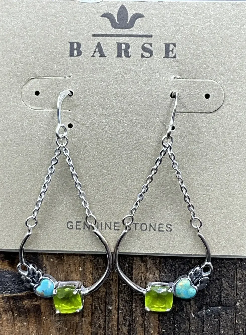 Barse Tangiers Earrings- Peridot & Turquoise - Silver- NWT